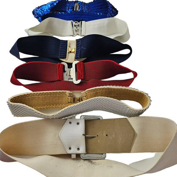 Lot 6 Vintage 1990s Belts stretchy one size assorted colors buckles - Picture 6 of 13